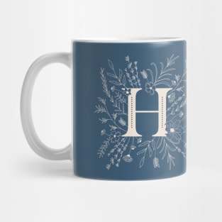 Botanical Letter H (Lake Blue) Mug